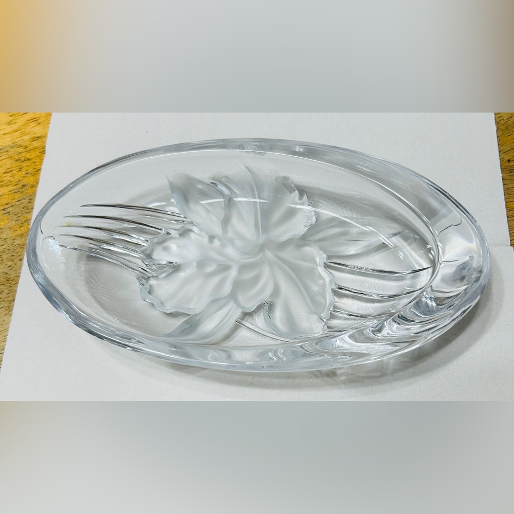 Mikasa lead Crystal Iris trinket dish.  Mint condition.